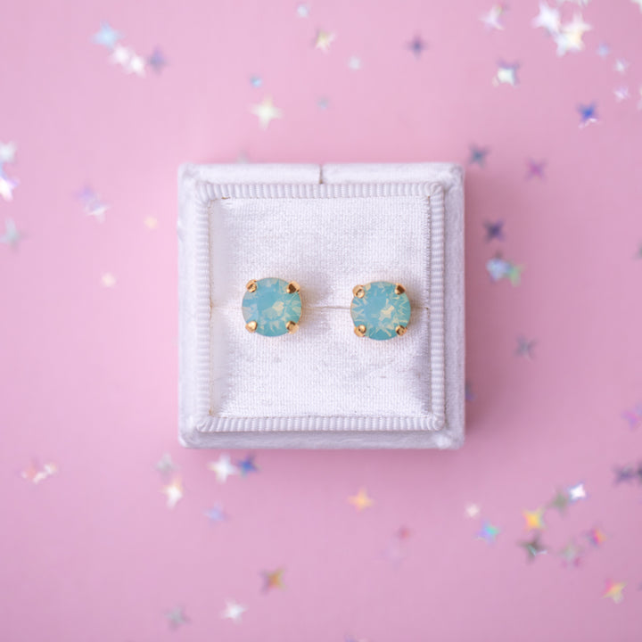 8mm Stud or Leverback Drop Earrings in Pacific Opal