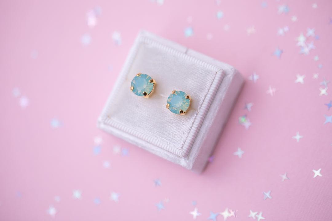 8mm Stud or Leverback Drop Earrings in Pacific Opal