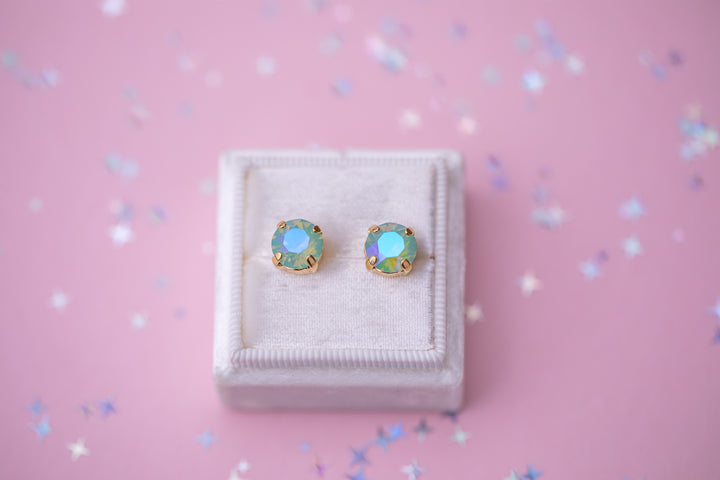 8mm Stud or Leverback Drop Earrings in Pacific Opal Glacier Blue