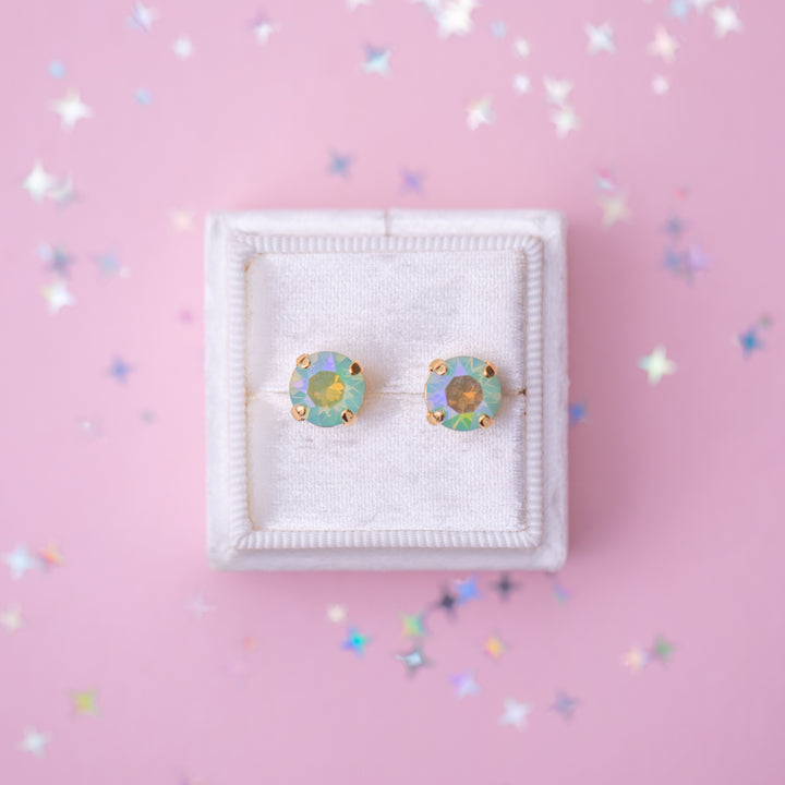 8mm Stud or Leverback Drop Earrings in Pacific Opal Glacier Blue