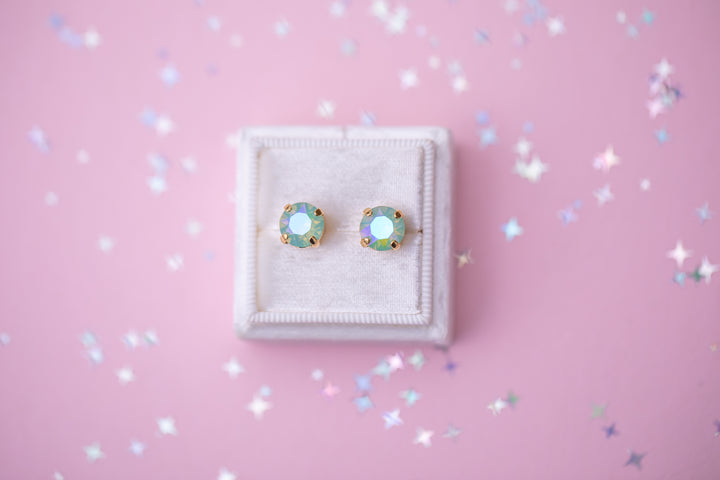 8mm Stud or Leverback Drop Earrings in Pacific Opal Glacier Blue