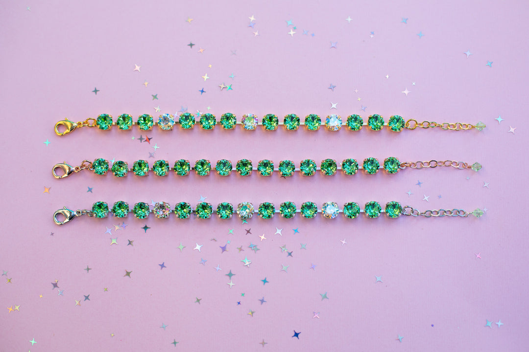8mm Crystal Bracelet: Pale Peridot Crystals