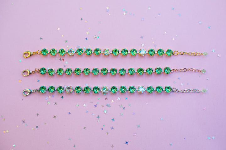 8mm Crystal Bracelet: Pale Peridot Crystals