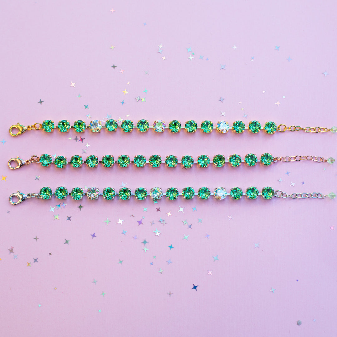 8mm Crystal Bracelet: Pale Peridot Crystals