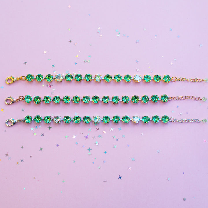 8mm Crystal Bracelet: Pale Peridot Crystals