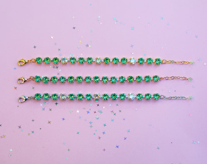 8mm Crystal Bracelet: Pale Peridot Crystals