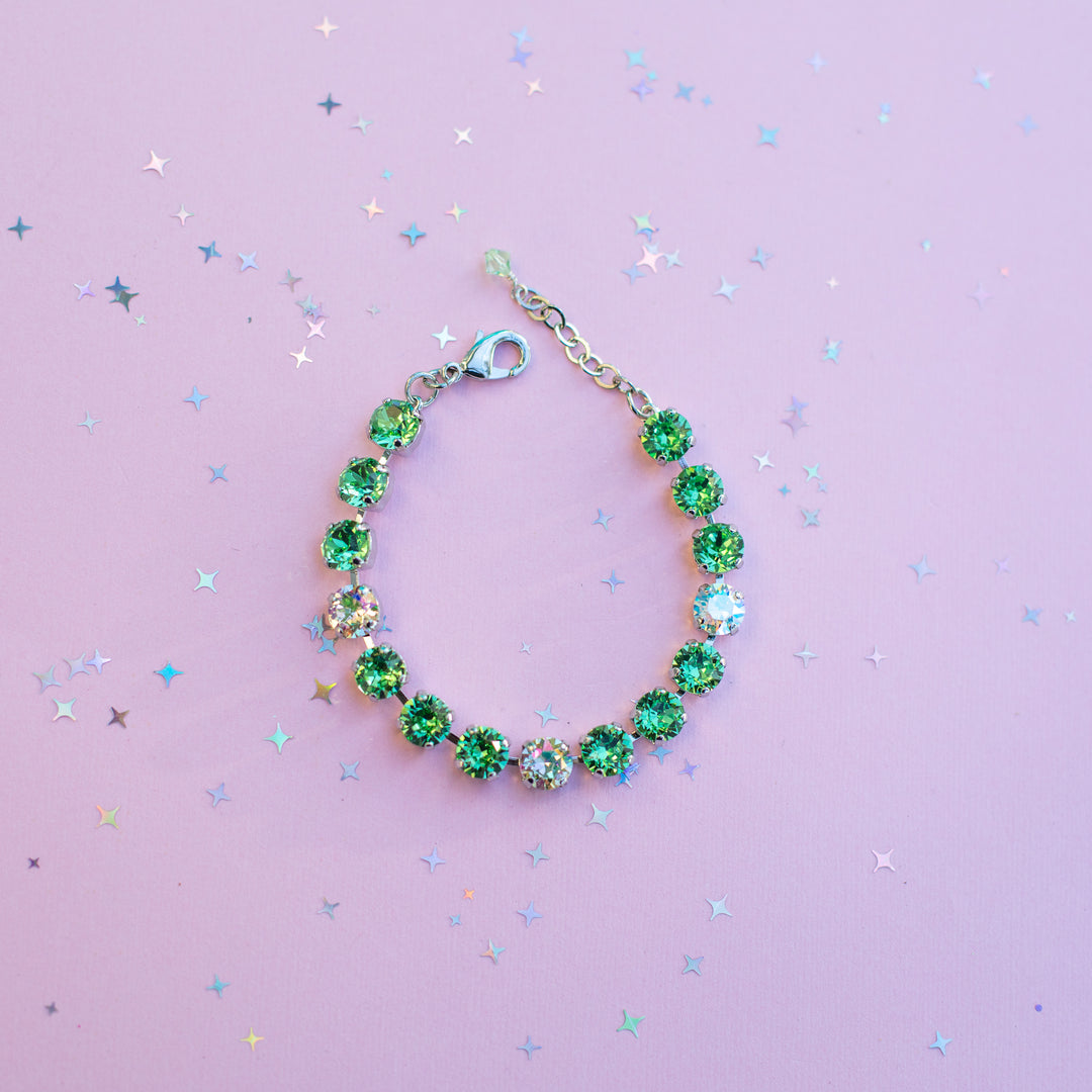 8mm Crystal Bracelet: Pale Peridot Crystals