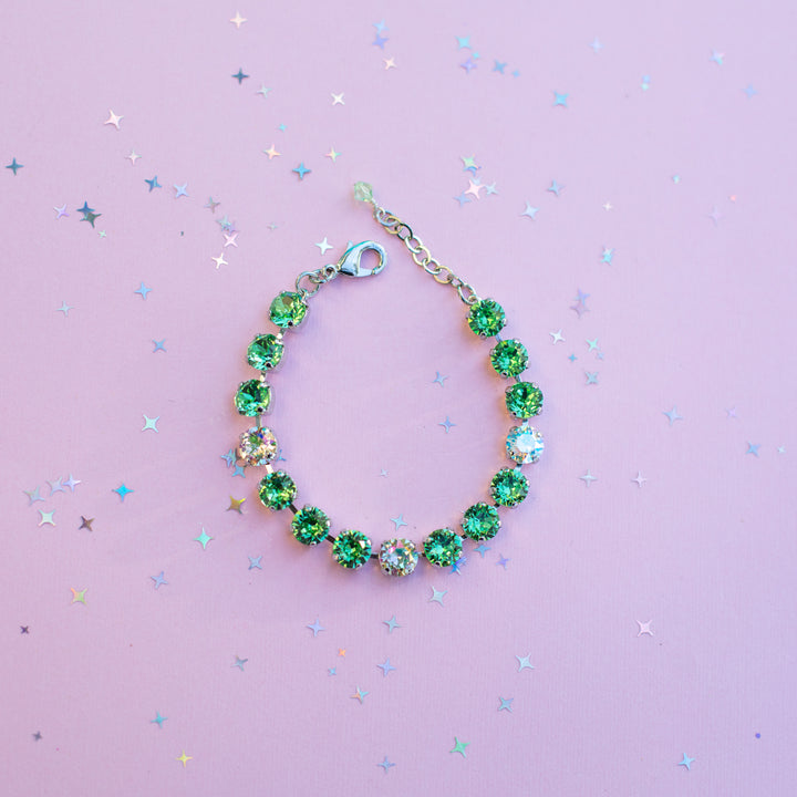 8mm Crystal Bracelet: Pale Peridot Crystals