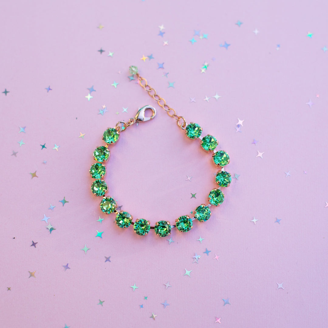 8mm Crystal Bracelet: Pale Peridot Crystals