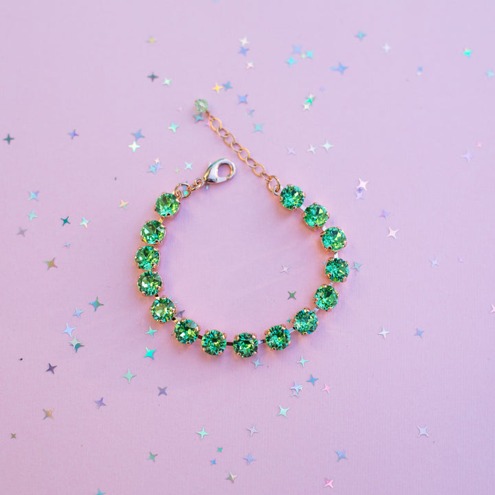 8mm Crystal Bracelet: Pale Peridot Crystals