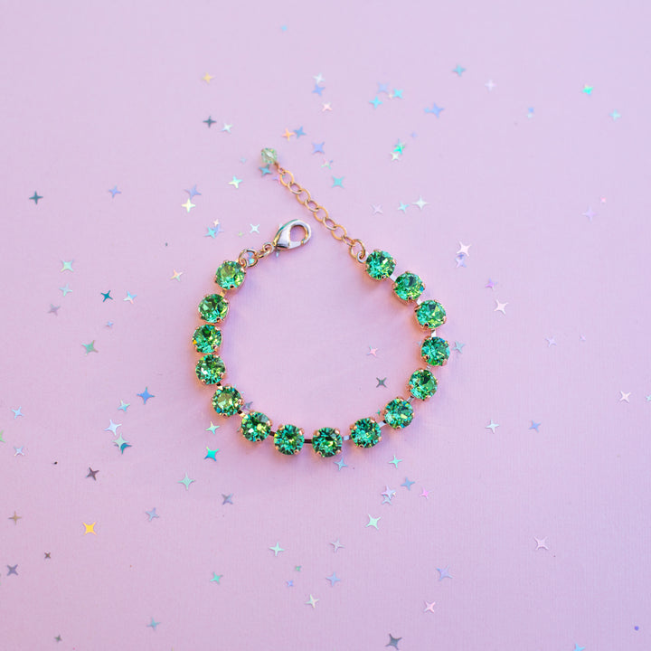8mm Crystal Bracelet: Pale Peridot Crystals