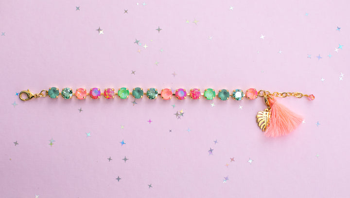8mm Crystal Bracelet: Papaya Club (with opals)