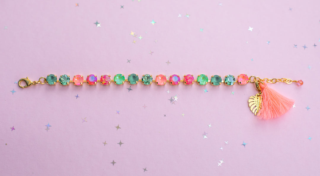 8mm Crystal Bracelet: Papaya Club (with opals)