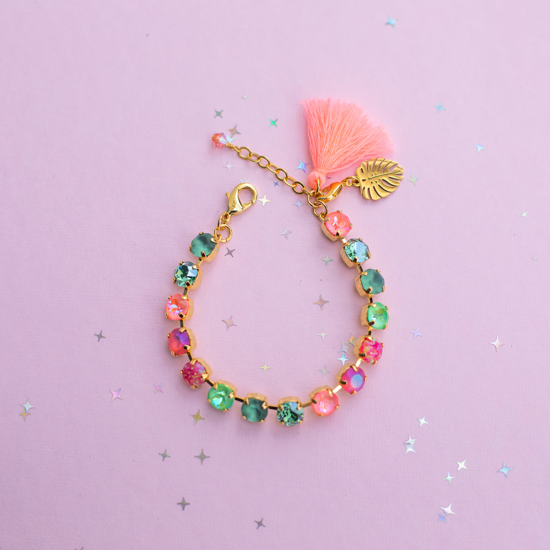 8mm Crystal Bracelet: Papaya Club (with opals)