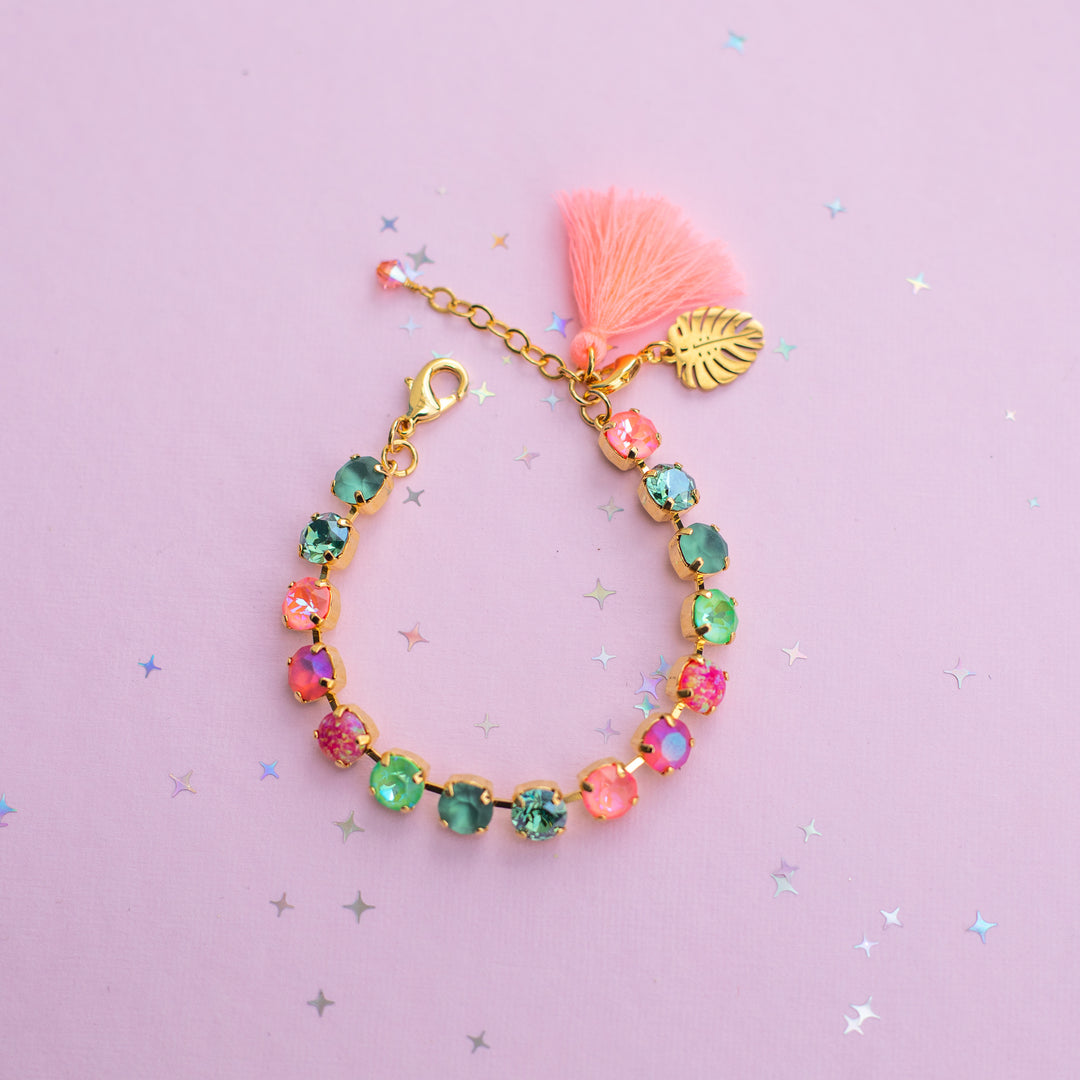 8mm Crystal Bracelet: Papaya Club (with opals)