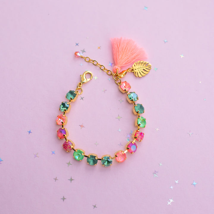 8mm Crystal Bracelet: Papaya Club (with opals)