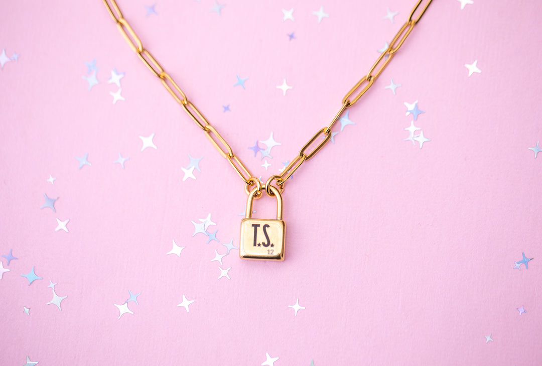 Lock Charm Paperclip Chain Necklace- TS