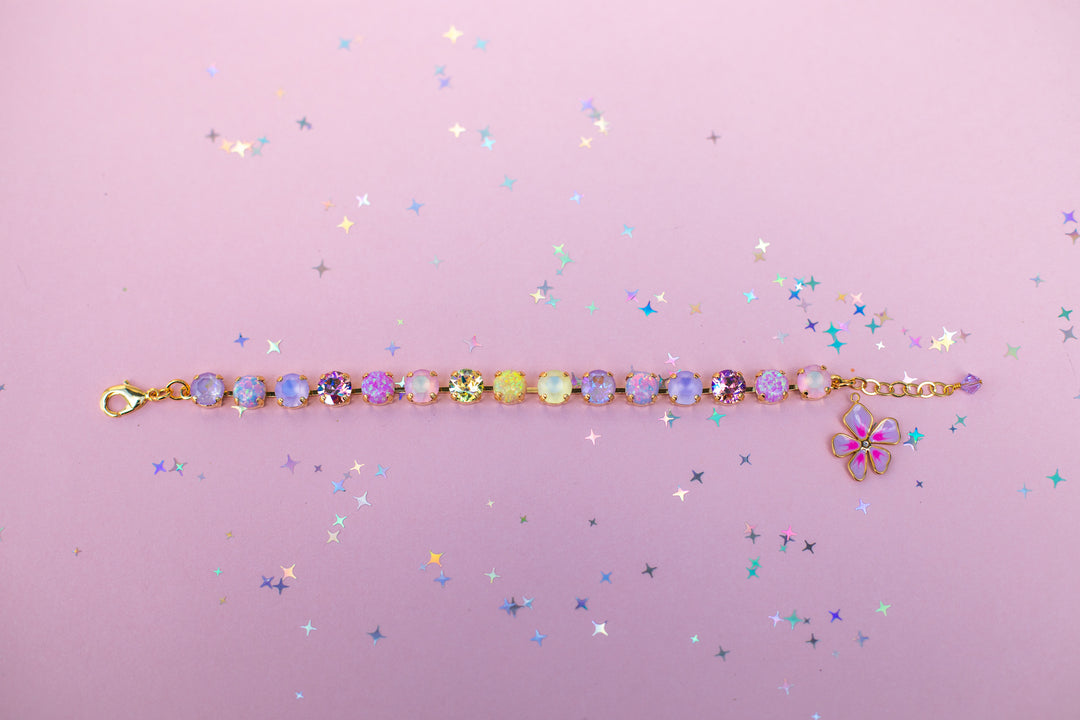 8mm Crystal Bracelet: Pastel Padme with OPALS (optional charm)