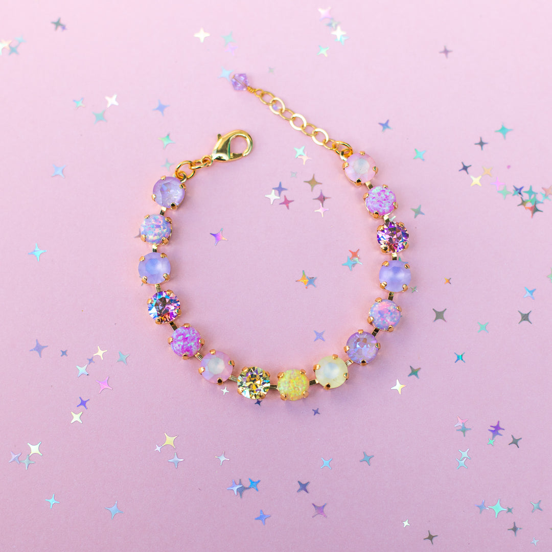 8mm Crystal Bracelet: Pastel Padme with OPALS (optional charm)