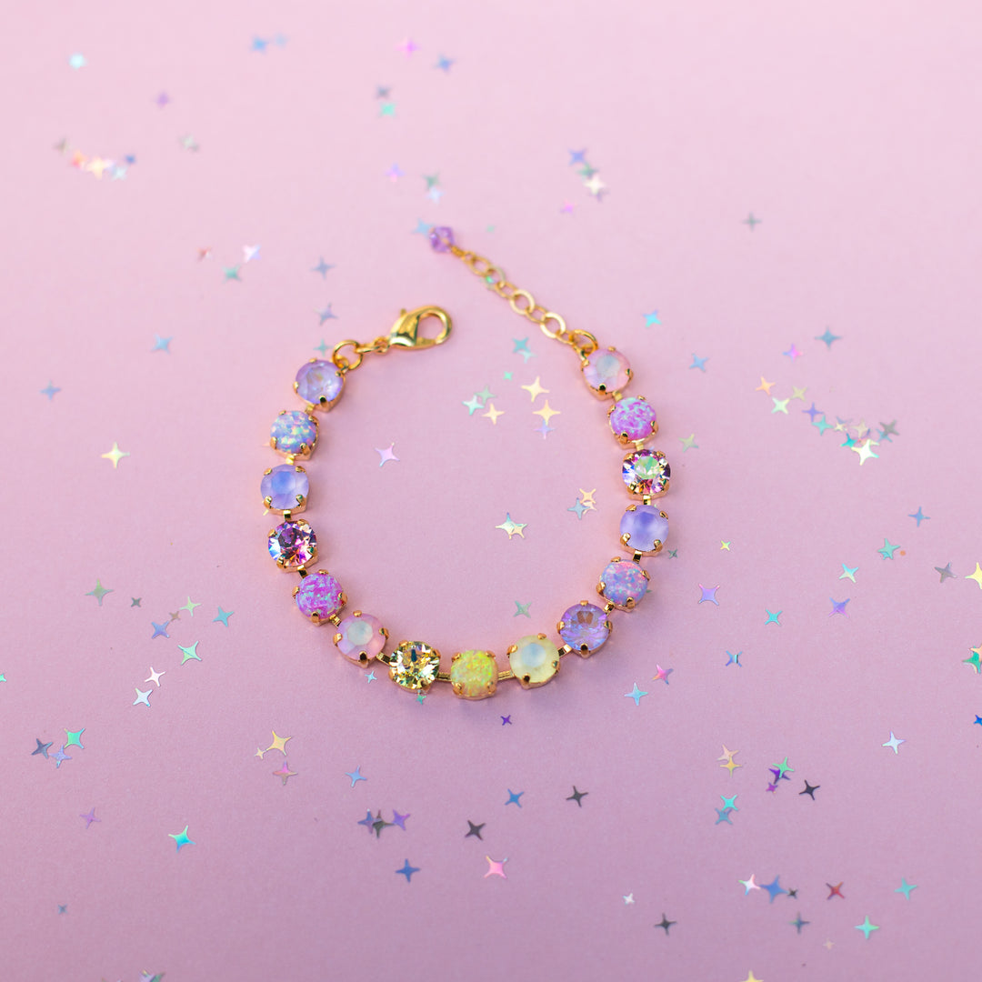 8mm Crystal Bracelet: Pastel Padme with OPALS (optional charm)