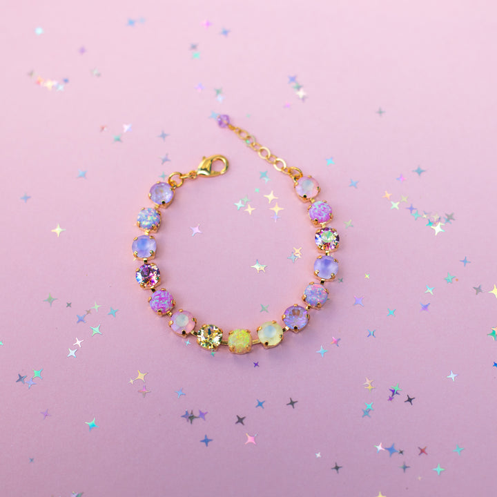 8mm Crystal Bracelet: Pastel Padme with OPALS (optional charm)