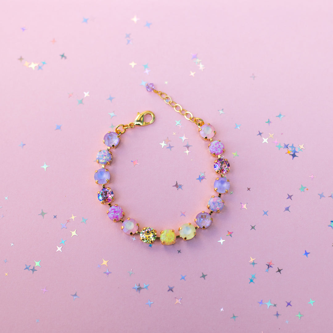 8mm Crystal Bracelet: Pastel Padme with OPALS (optional charm)