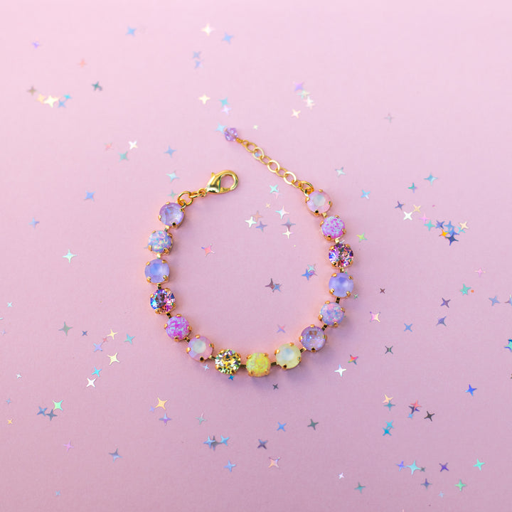 8mm Crystal Bracelet: Pastel Padme with OPALS (optional charm)