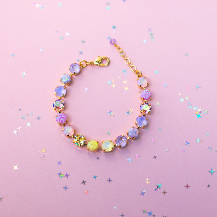 8mm Crystal Bracelet: Pastel Padme with OPALS (optional charm)