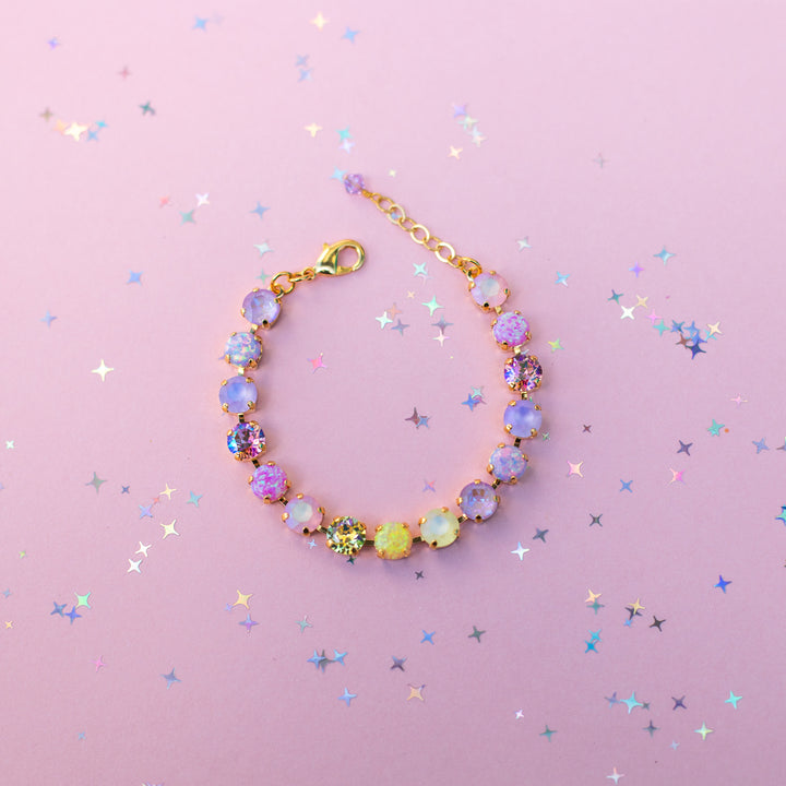 8mm Crystal Bracelet: Pastel Padme with OPALS (optional charm)