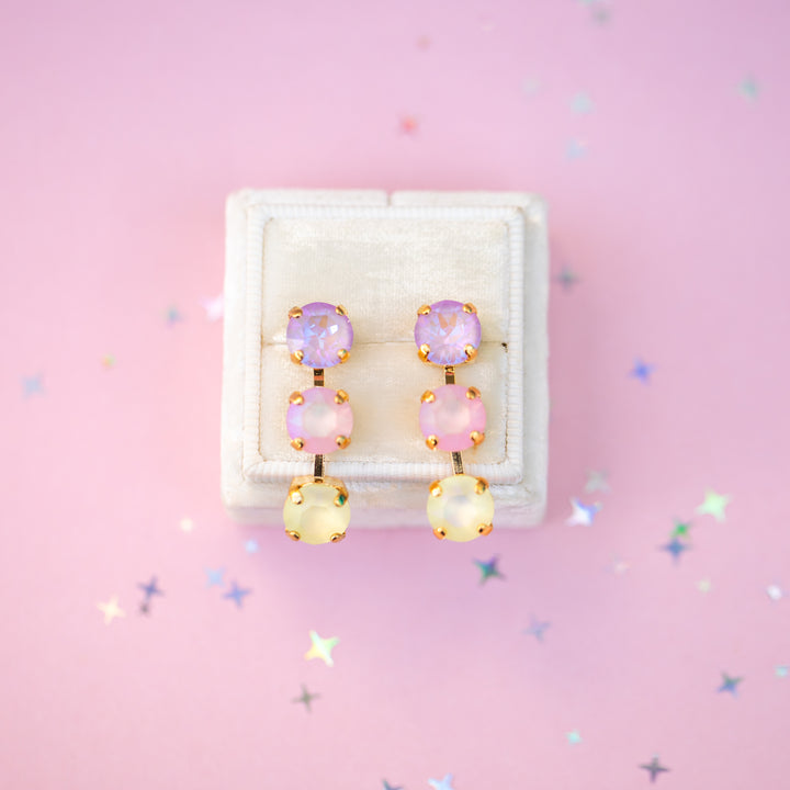 8mm 3 stone Earrings: Pastel Padme