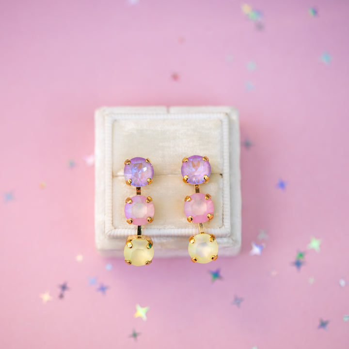 8mm 3 stone Earrings: Pastel Padme