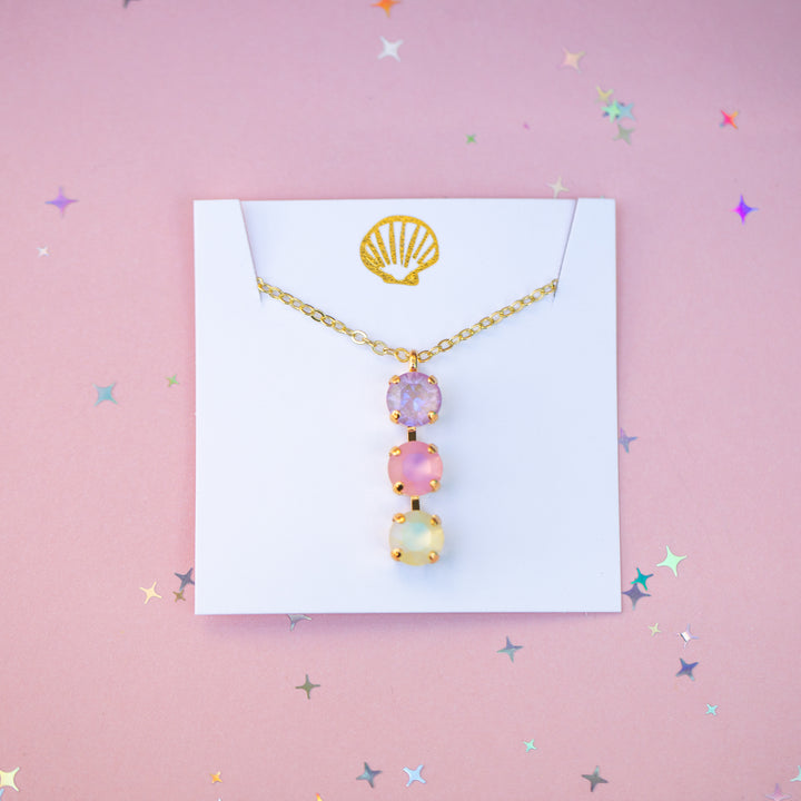 8mm 3 stone Necklace: Pastel Padme
