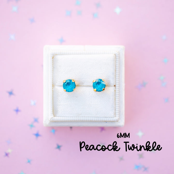 6mm Peacock Twinkle Studs or Drops