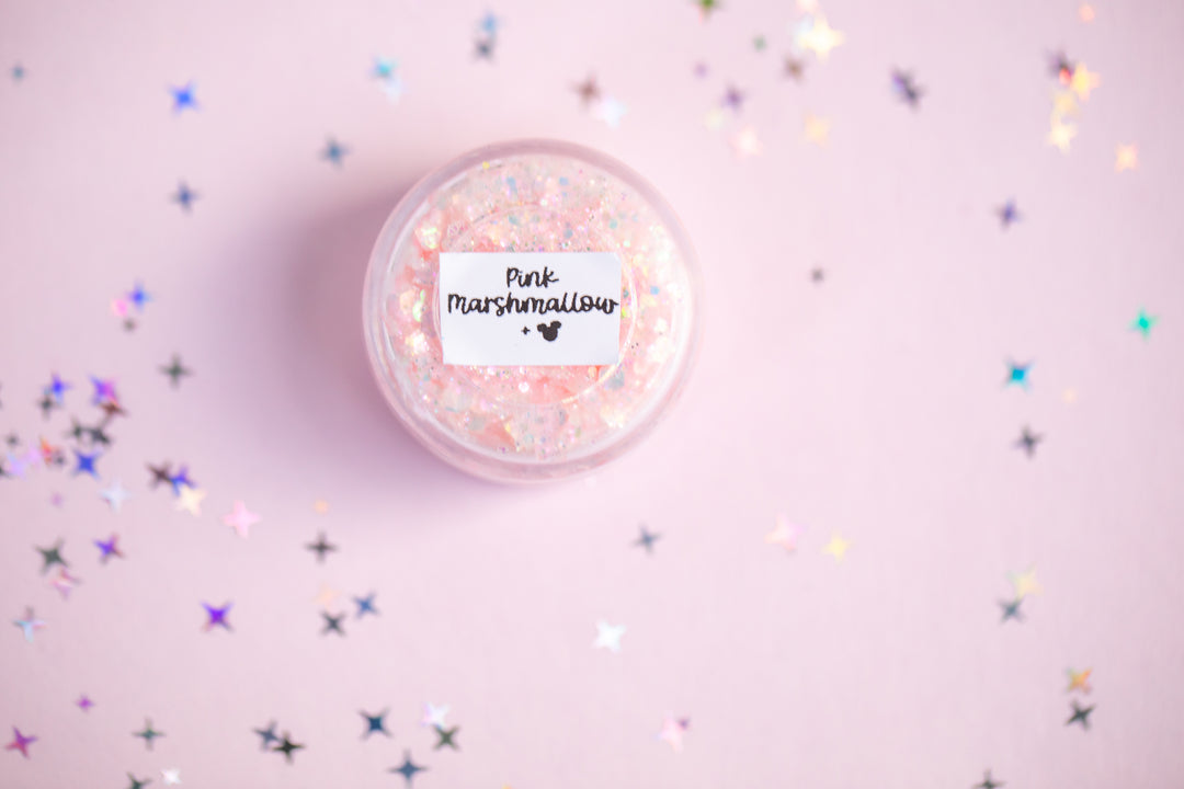 Glitter Creme: Pink Marshmallow with Mouse shaped Glitter