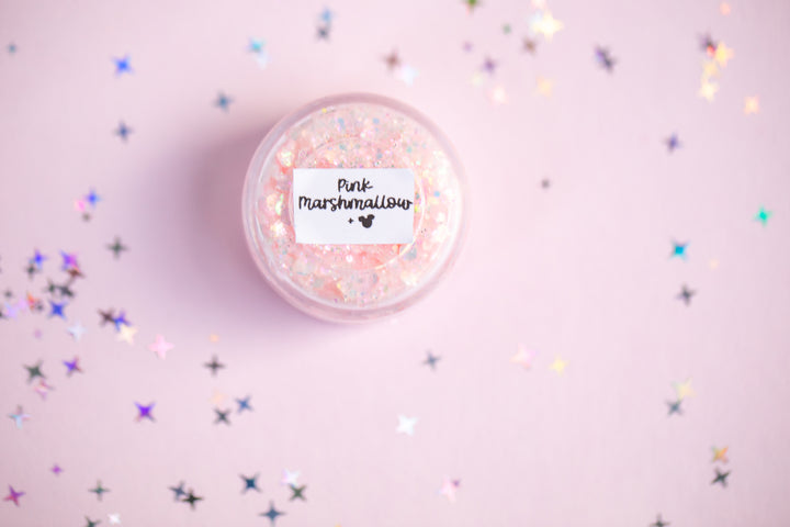 Glitter Creme: Pink Marshmallow with Mouse shaped Glitter
