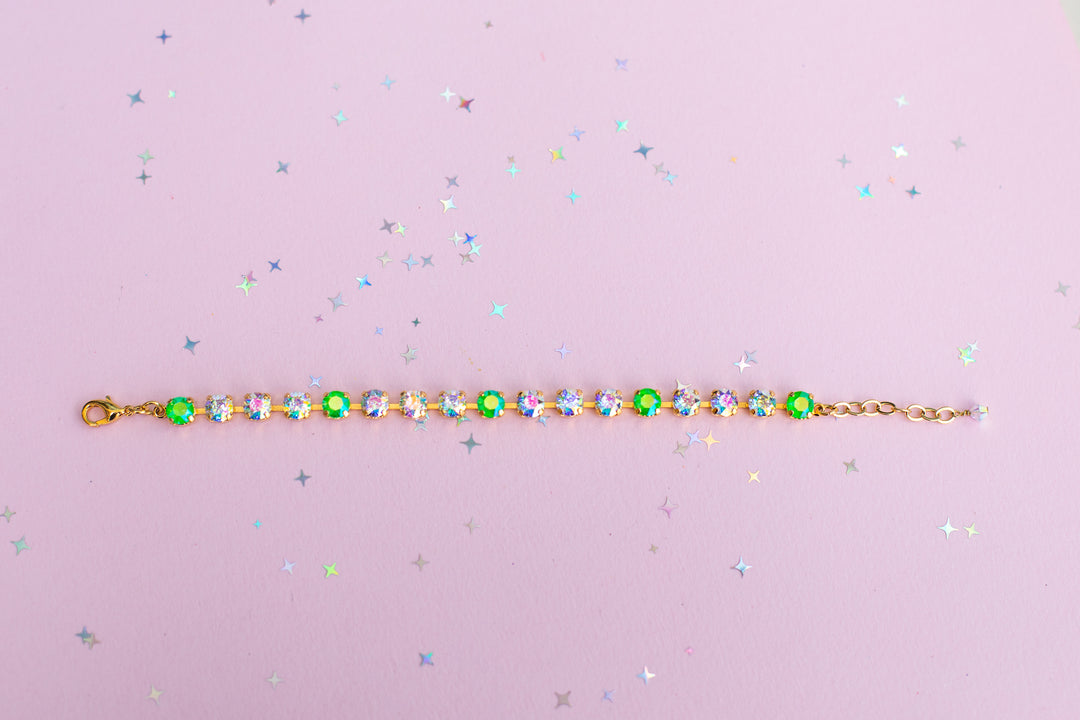 6mm Bracelet Electric Green AB Sparkle - Choose setting Color and Length