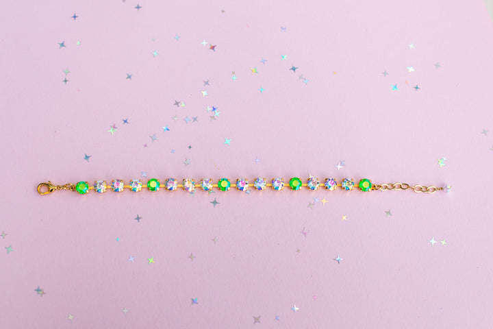 6mm Bracelet Electric Green AB Sparkle - Choose setting Color and Length