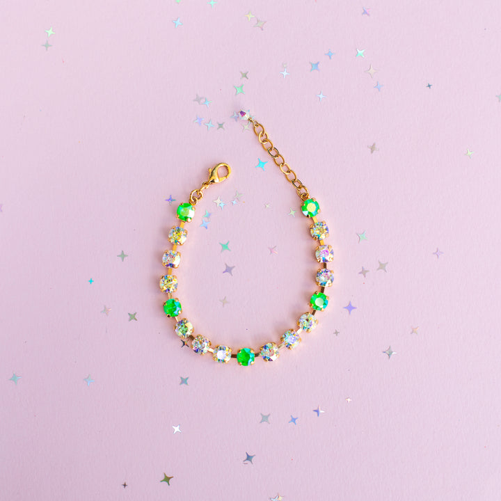 6mm Bracelet Electric Green AB Sparkle - Choose setting Color and Length