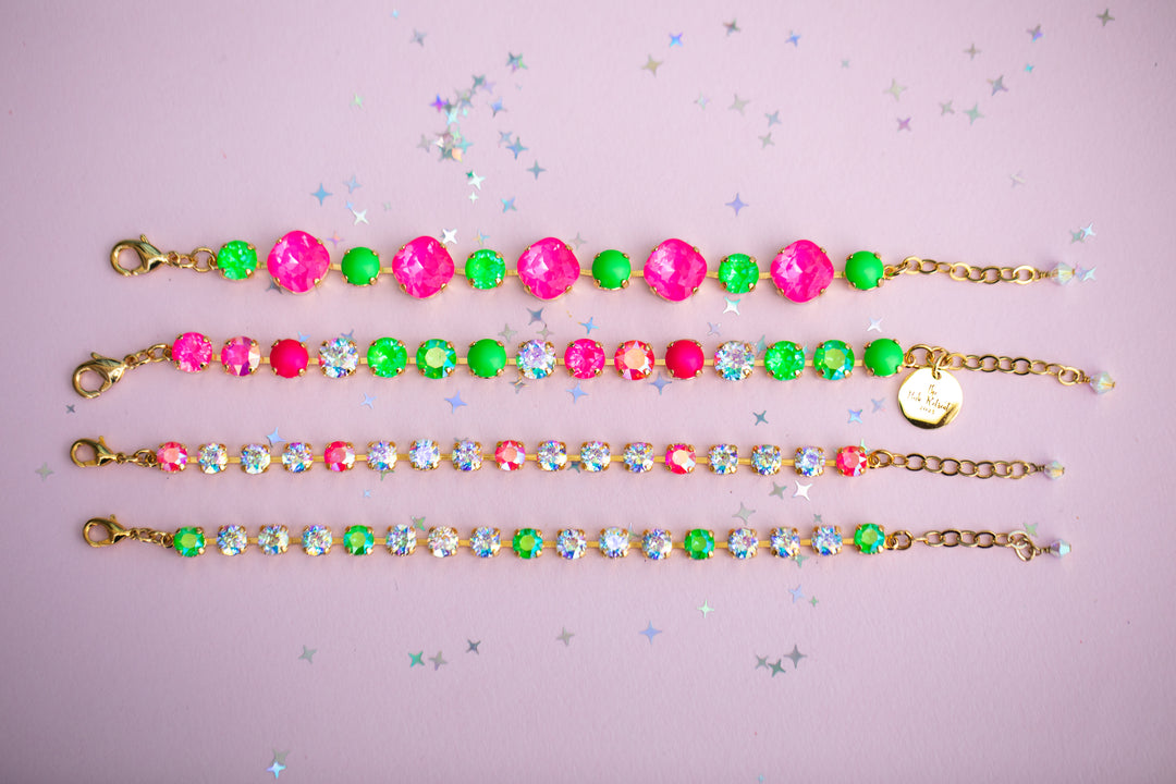 6mm Bracelet Electric Green AB Sparkle - Choose setting Color and Length