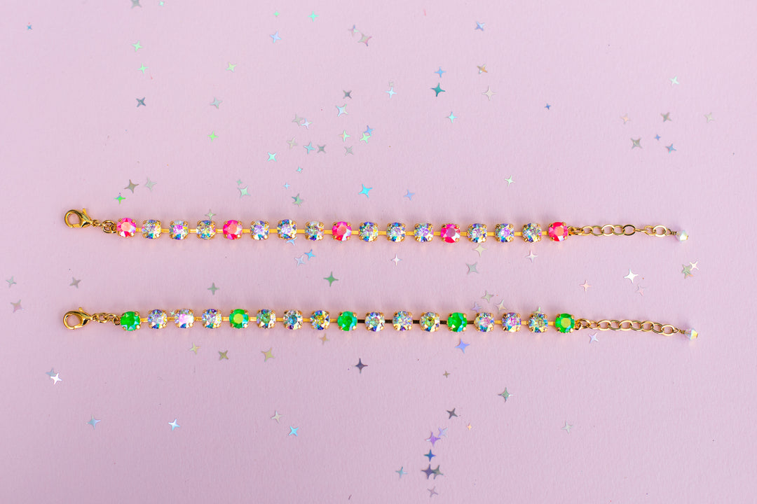6mm Bracelet Electric Green AB Sparkle - Choose setting Color and Length