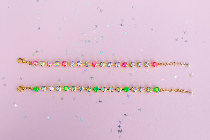 6mm Bracelet Electric Green AB Sparkle - Choose setting Color and Length