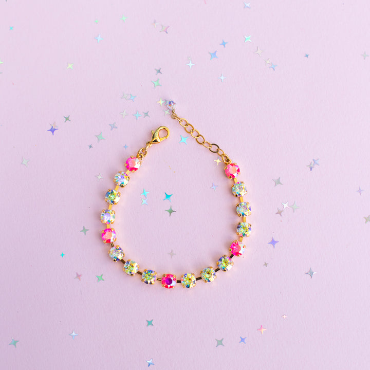 6mm Bracelet Electric Pink AB Sparkle - Choose setting Color and Length