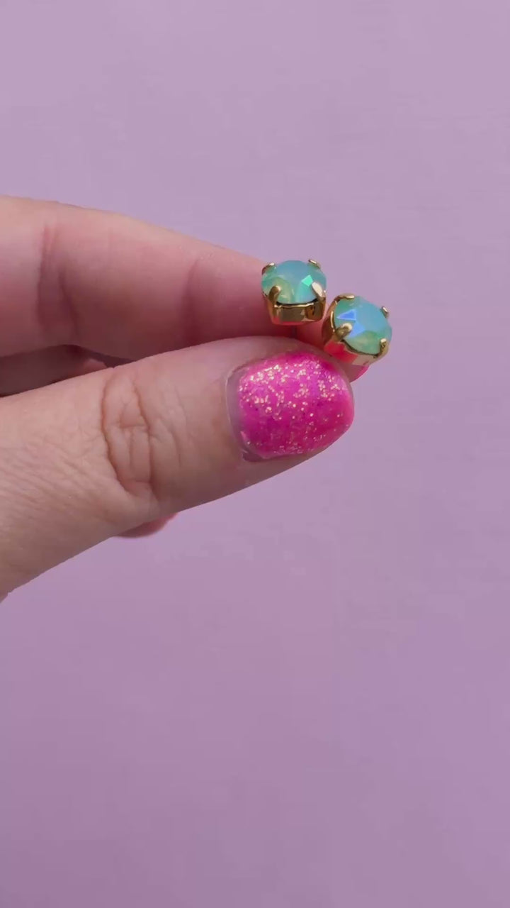 8mm Stud or Leverback Drop Earrings in Pacific Opal Glacier Blue