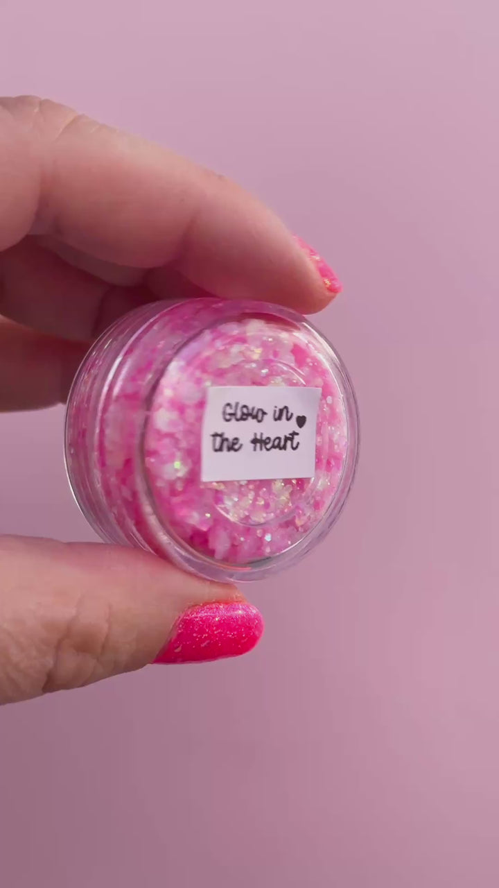 Glow in the Heart Body Glitter with Heart Shaped Glitter and Glows in the Dark pieces