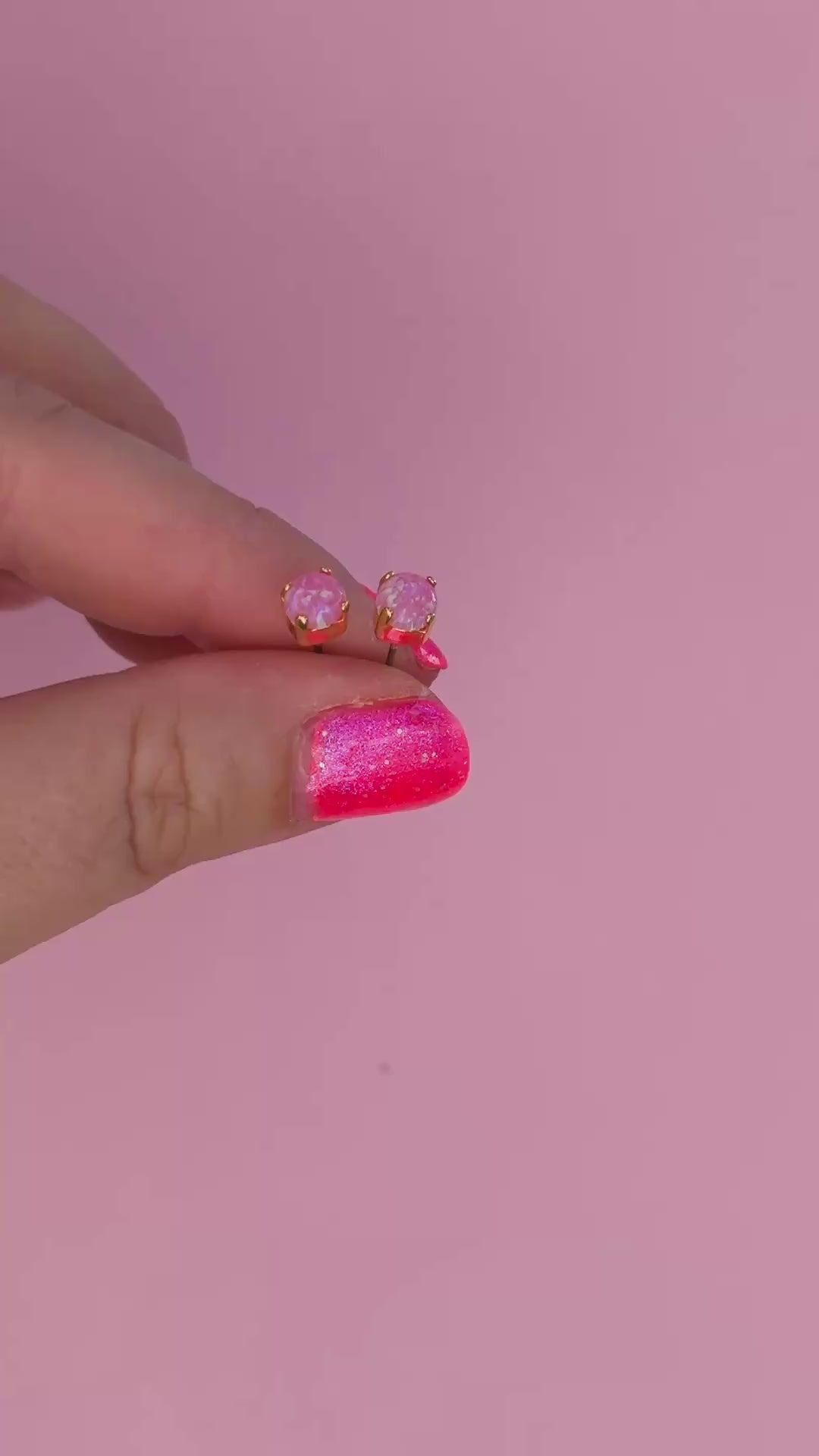 5mm Stud Earrings in Light Rose Frost