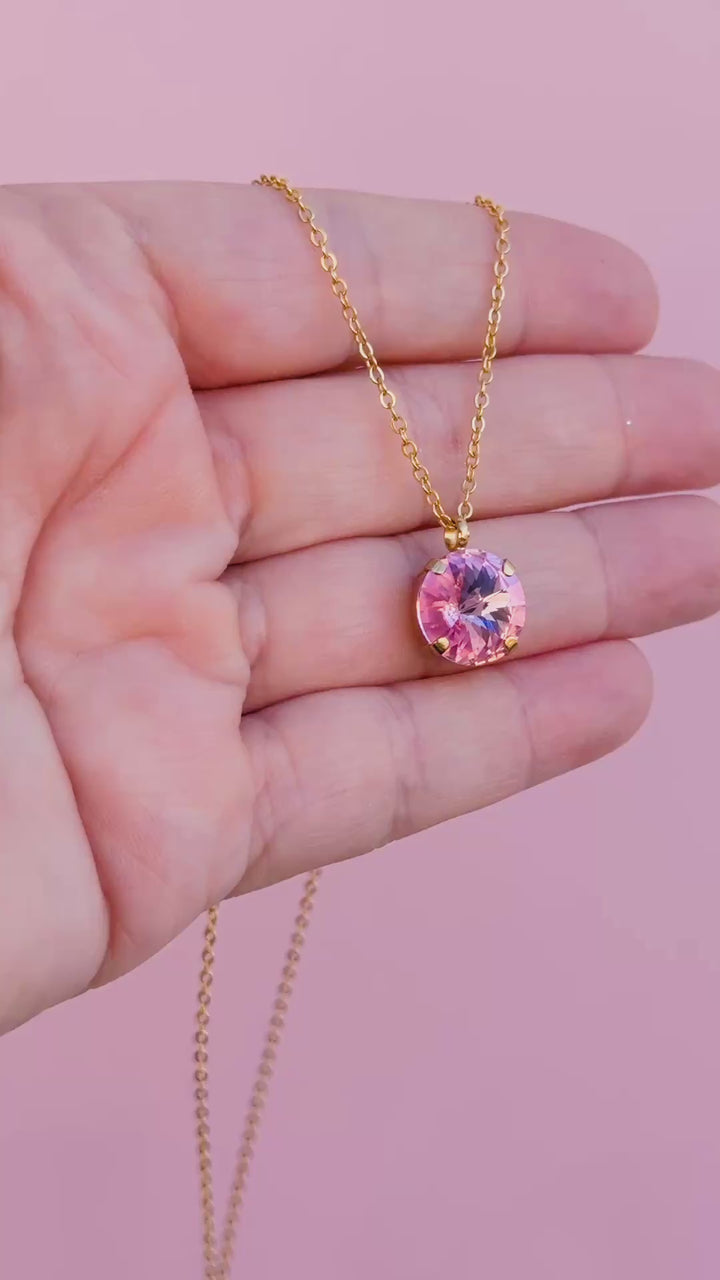 12mm Rivoli Necklace - Light Rose -select color setting