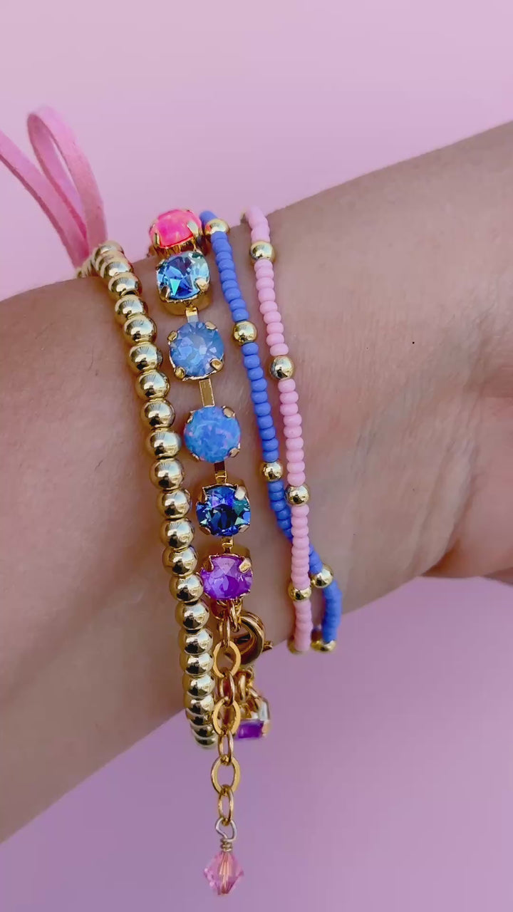 6mm Crystal Bracelet: Celebrate Happy (with opals)
