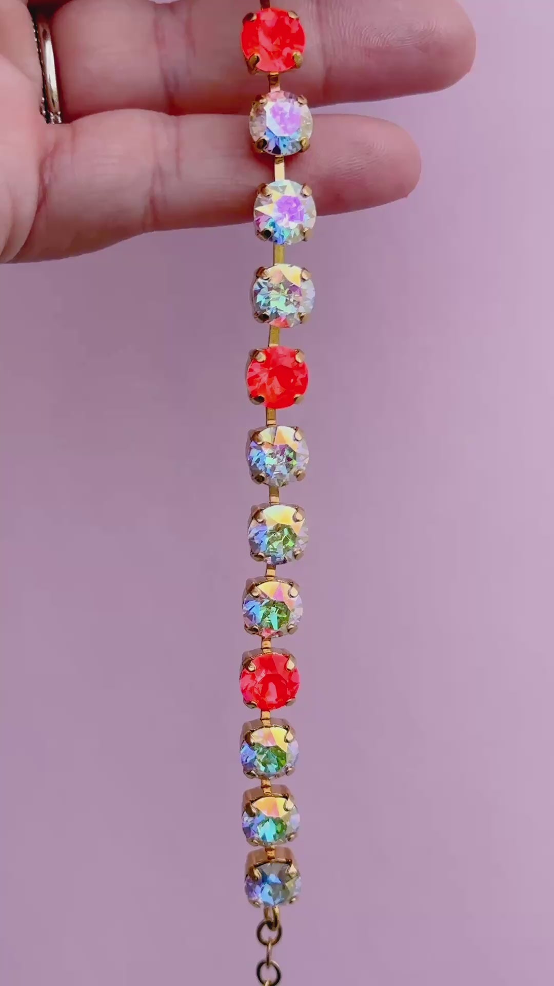 8mm Crystal Bracelet: Electric Orange Twinkle Sparkle