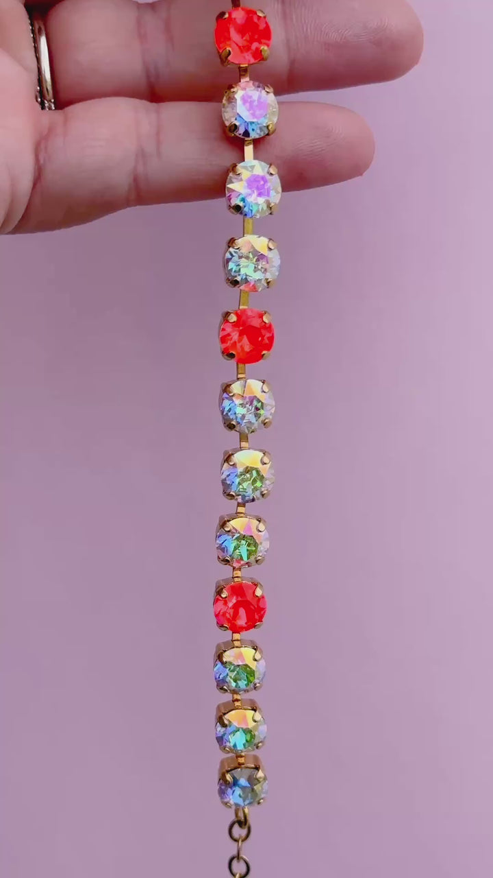 8mm Crystal Bracelet: Electric Orange Twinkle Sparkle