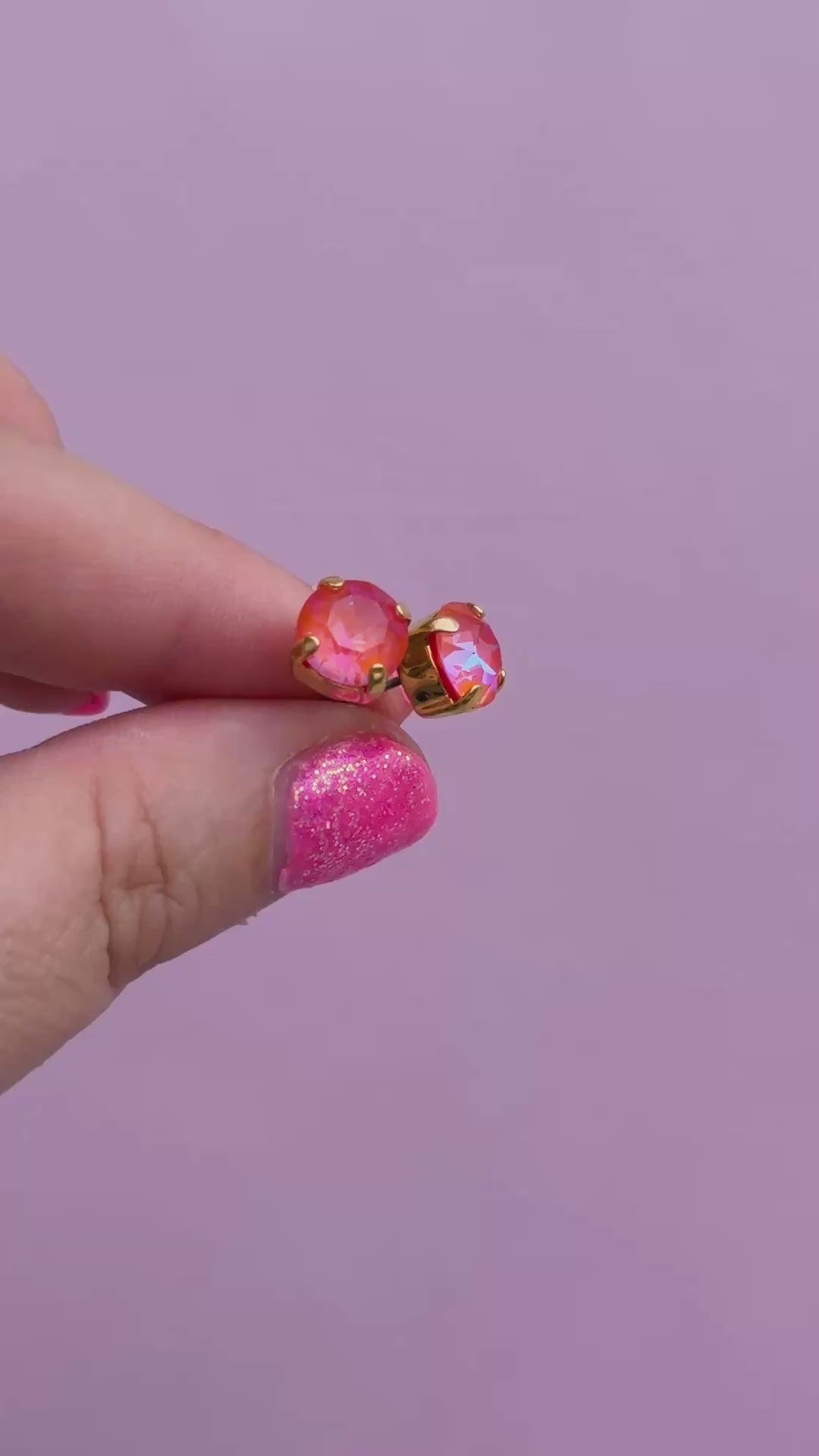 8mm Stud or Leverback Drop Earrings in Orange Glow Delite